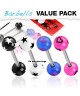 LOT DE 4 PIERCING LANGUE ETOILE COEUR UV