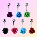 Piercing nombril fleur rose