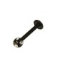 Piercing labret acier noir multistrass blanc