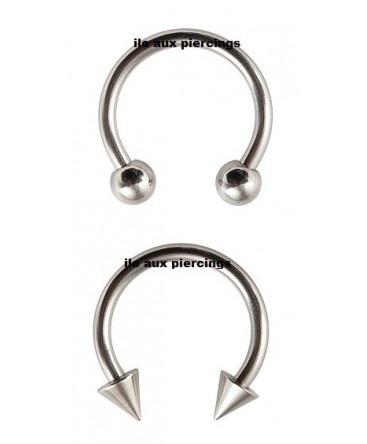 Fer a cheval en acier chirurgical boule ou spike
