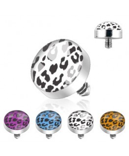 Embout à dôme imprimé léopard pour piercing microdermal vissable dermal anchor