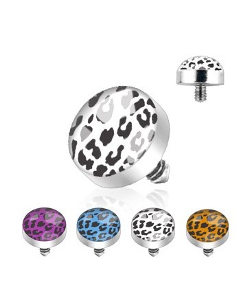 Embout à dôme imprimé léopard pour piercing microdermal vissable dermal anchor