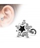 Piercing helix tragus etoile noire lobe cartilage strass blanc