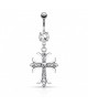 Piercing nombril croix celtique strass blanc