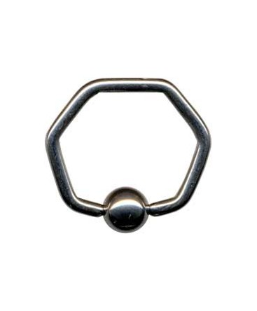 Piercing acier anneau hexagonale boule