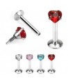 PIERCING LABRET ACIER AVEC STRASS EN FORME DE COEUR