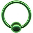 piercing anneau levre tragus teton acier boule vert