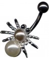 piercing nombril araignée avec 2 perles UV synthétiques spider