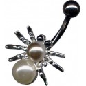 piercing nombril araignée avec 2 perles UV synthétiques spider