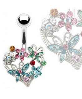 piercing nombril cœur avec papillons