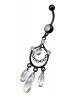 piercing nombril chandelier pendant acier couleur noir strass blanc breloque transparent