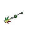 piercing nombril cannabis strass vert bijou pendantif feuille rouge jaune vert weed joint marijuana
