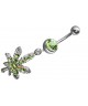 Piercing nombril cannabis avec strass vert percage ventre marijuana