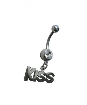 Piercing nombril KISS strass blanc