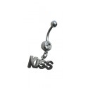 Piercing nombril KISS strass blanc