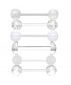 lot 6 Piercing transparent langue invisible fluo blanc demi boule blanche paillette