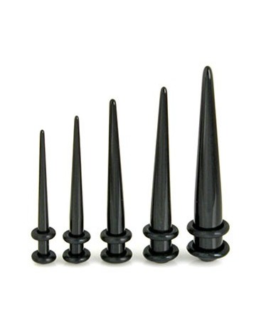 piercing ecarteur oreille pointe noir