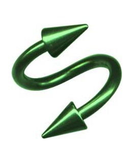 piercing spirale labret tragus oreille spike acier vert