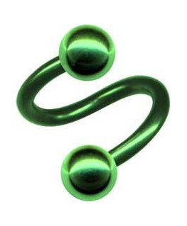 piercing spirale boule couleur vert acier