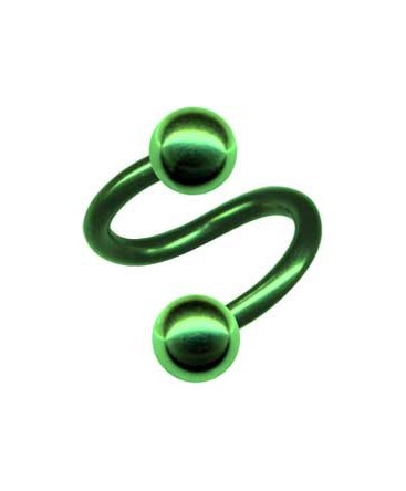 piercing spirale boule couleur vert acier