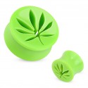 piercing ecarteur oreille feuille cannabis creusé verte plug lobe green