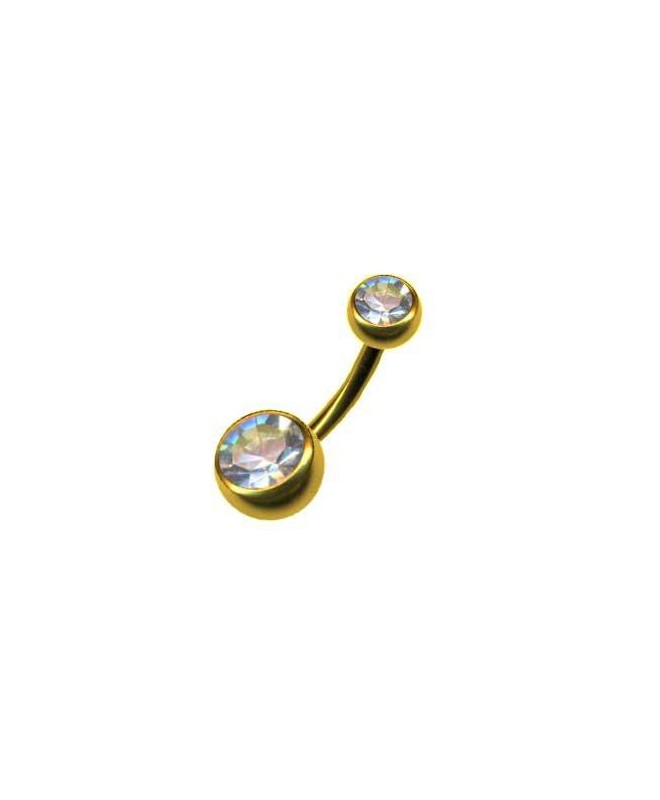 Piercing Arcade Sourcil Banane - Acier 316L 1.2x8mm, Strass Blanc, Embout Vissable