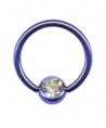 piercing anneau levre tragus teton acier boule violet strass blanc