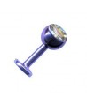 piercing labret tragus boule violet strass blanc