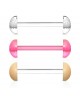 LOT DE 3 Piercing Langue Demi Boule Barre Speciale Flexible Couleur Barbell Ball Bille Peau Rose Transparent