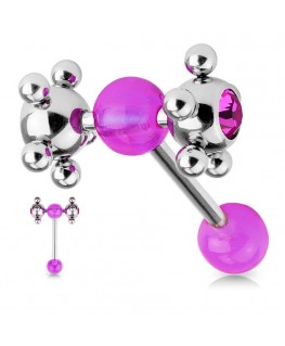 piercing langue roulette coquine strass violet