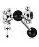 piercing langue double boule roulette coquine strass noir