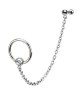 Piercing Anneau Oreille Cartilage Boucle Chaine en Acier chirurgucal Strass Blanc