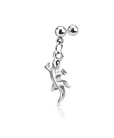 piercing tragus salamandre bijoux motif lezard oreille helix pendant boule tige acier