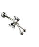 Piercing nombril acier pendant Blanc Noeud Papillon Strass Blanc Chaine a Boules