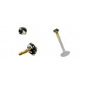 Piercing labret Tragus Bioflex Couleur Argenté 925 doré serti Bague Rond Strass Noir Broche levre Micro Tige Transparent