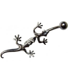 Piercing nombril salamandre fantaisie acier 316l strass multi blanc couleur argenté animal lezard amovible