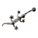 Piercing nombril salamandre fantaisie acier 316l couleur argenté animal lezard corps articulé amovible