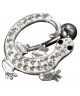 Piercing au nombril salamandre lezard fantaisie acier 316l couleur argenté strass blanc inversé