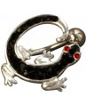 Piercing nombril salamandre lezard fantaisie acier 316l couleur argenté strass noir yeux rouge inversé