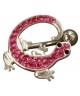 Piercing nombril salamandre lezard fantaisie acier 316l couleur argenté strass rose yeux noir inversé