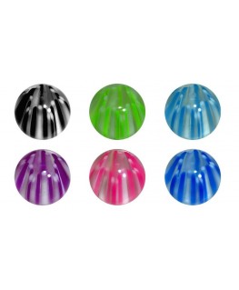LOT DE 12 Accesoire piercing RAYURES transparent ball bille avec de la couleur filetage 1.6mm boule 6mm langue etoile