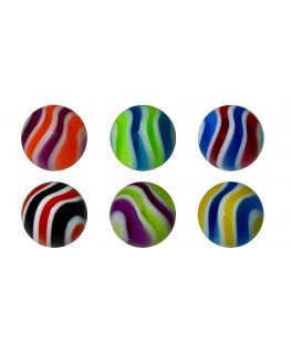 LOT DE 12 Accesoire piercing vague rayure ball bille avec de la couleur filetage 1.6mm boule 6mm langue
