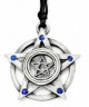 Pendentif Pentache etain etoile strass bleu avec cordon noir