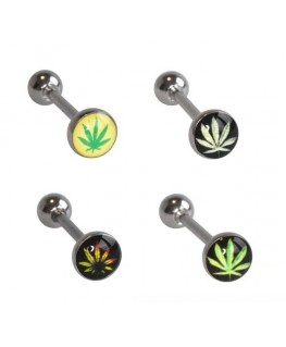 Lot 4 piercing langue feuille cannabis weed marijuana