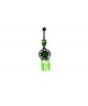 Piercing nombril attrape reve catcher plume cannabis noir strass vert