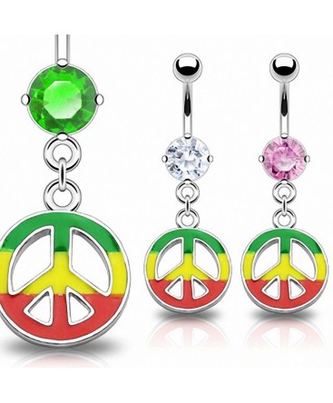Piercing nombril anneau cercle peace and love