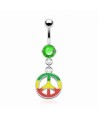 Piercing nombril anneau cercle peace and love
