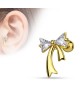 piercing oreille tragus noeud triangle strass blanc couleur doré