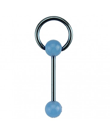 Piercing Langue Anneau Fluorescent Brillant Dans Le Noir Bleu