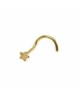 Piercing nez etoile stud fine petite barre tige courbée couleur doré